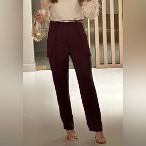 Paige Dark Red Cargo Pants